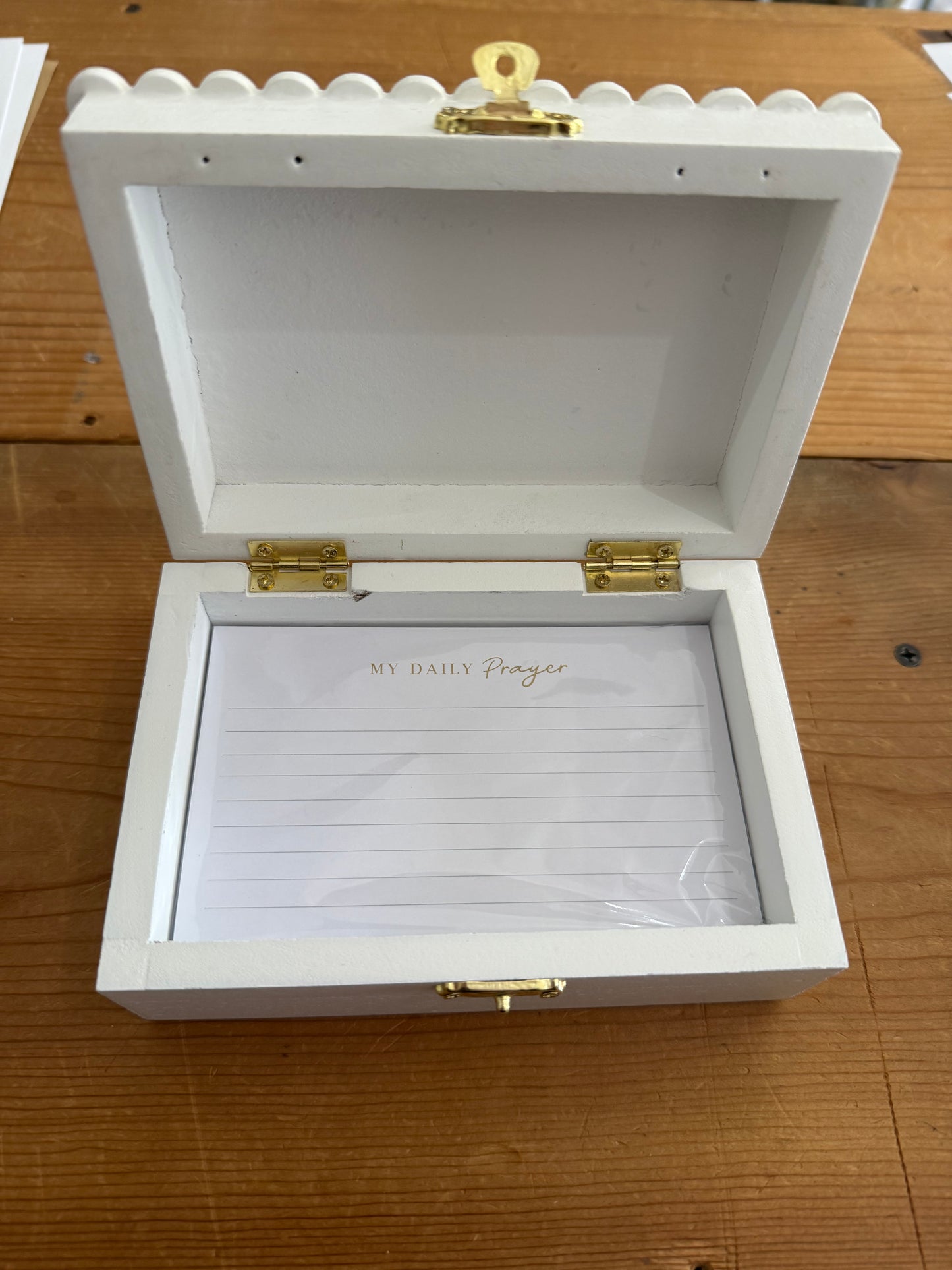 Beautiful Wooden “Blessings” Box with 24 Prayer Cards