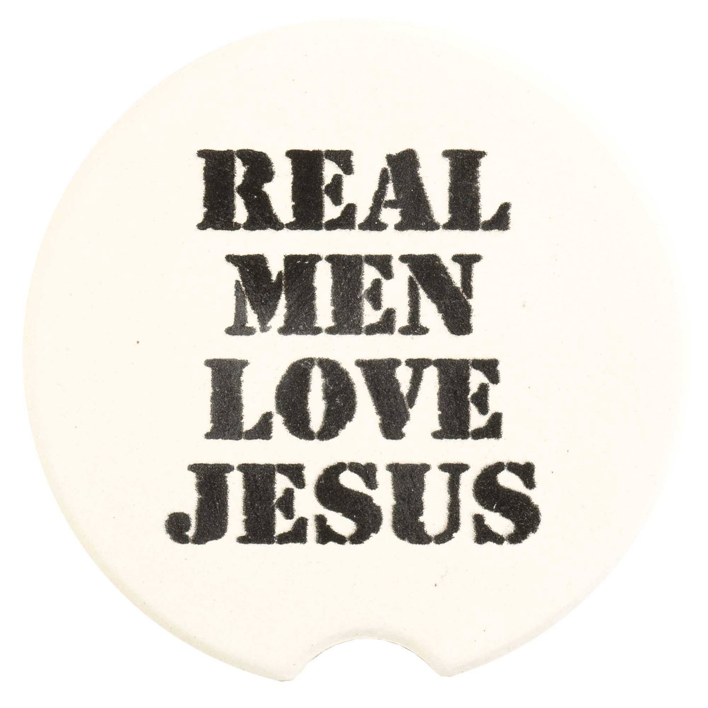 Car Coasters Real Men Love Jesus 2-Pk