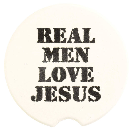 Car Coasters Real Men Love Jesus 2-Pk