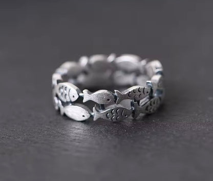 Sterling Silver Double Layer Fish Ring