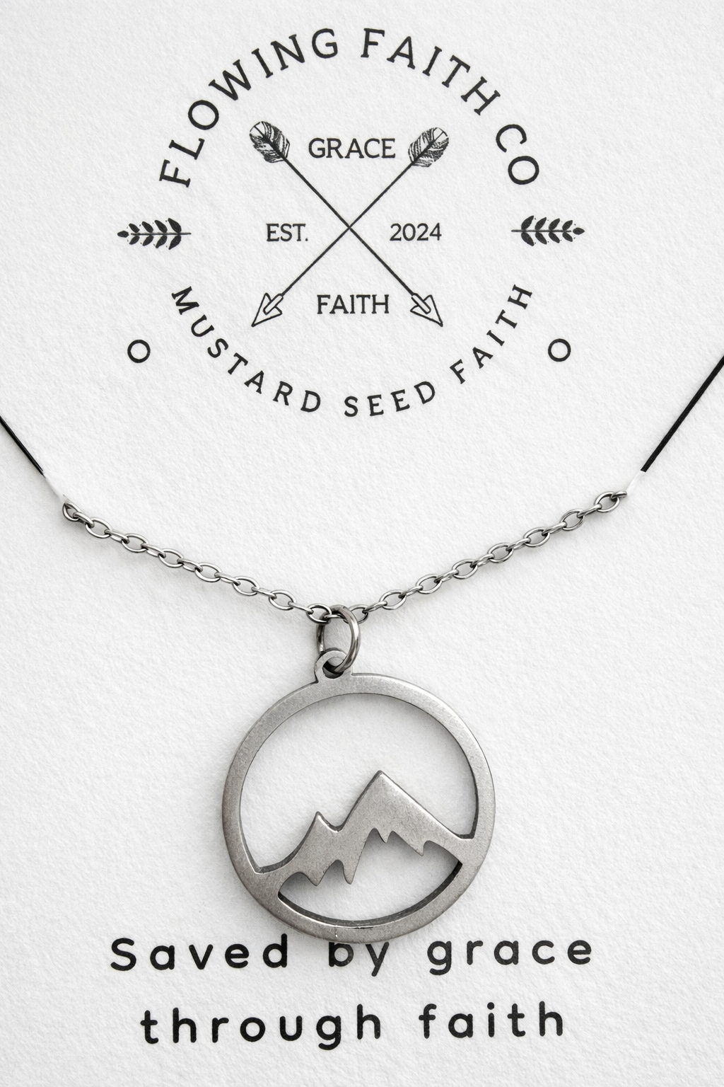 Stainless Steel Mountain Range Necklace