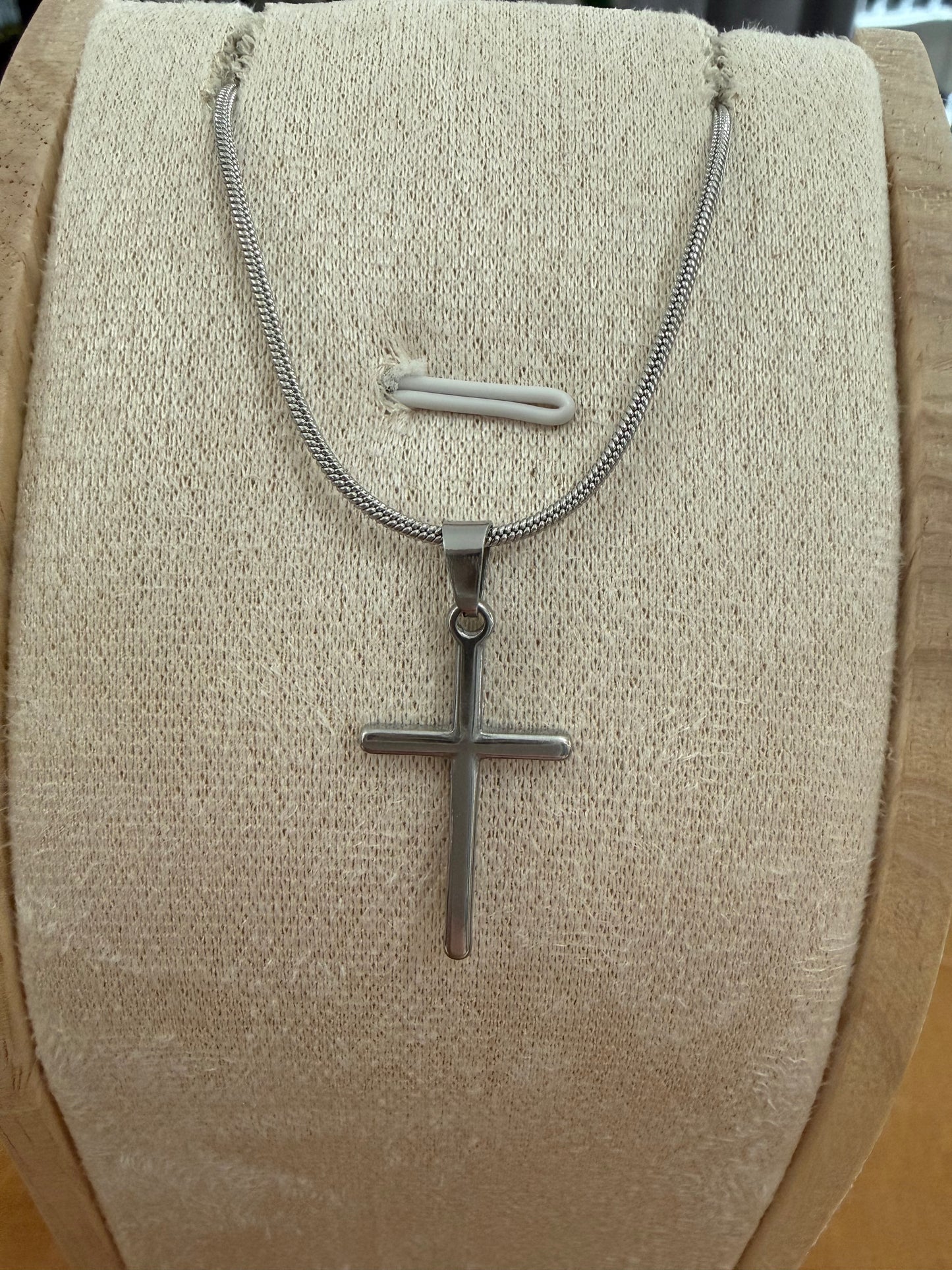 Elegant, Yet Simple Cross Pendant with Snake Chain Necklace