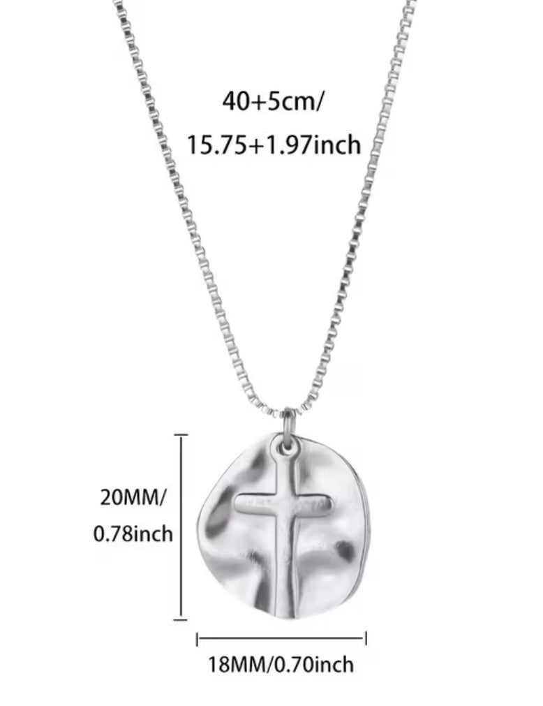 Stamped Cross Stainless Steel Necklace