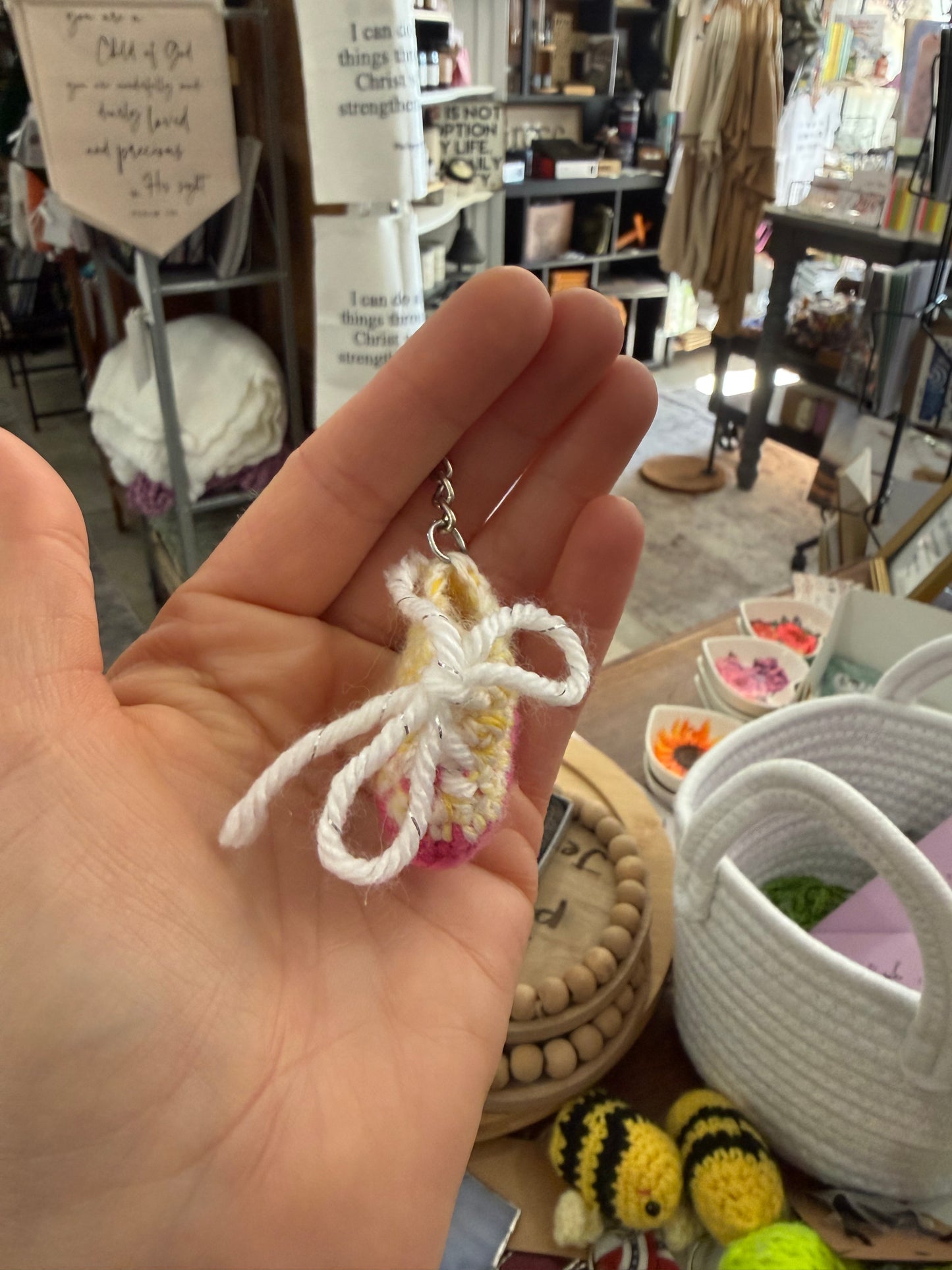 Three Sisters Shenanigans Crocheted Sneaker Keychain