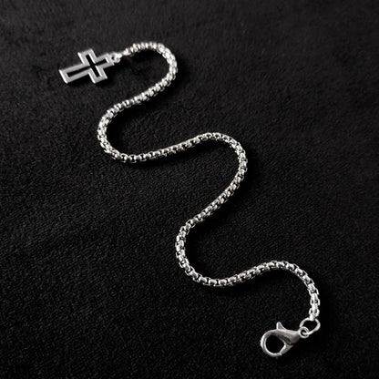Stainless Steel Box Chain Cross Bracelet