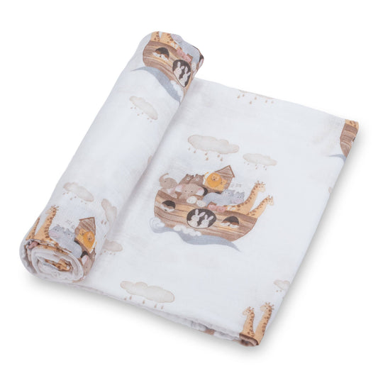 Baby Muslin Noah's Ark Swaddle Blanket 47x47