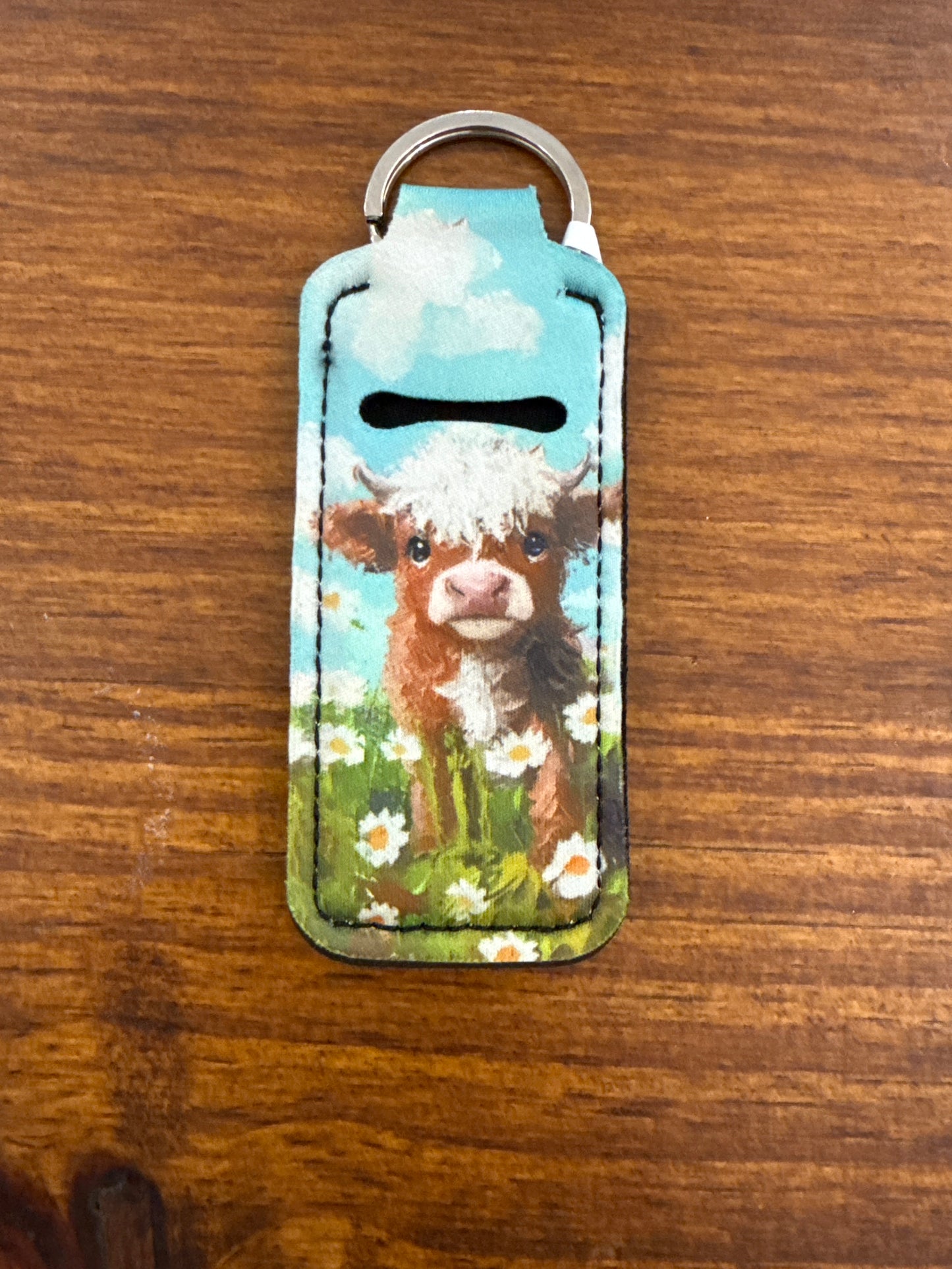 Adorable Highland Cow Chapstick Keychain Holder