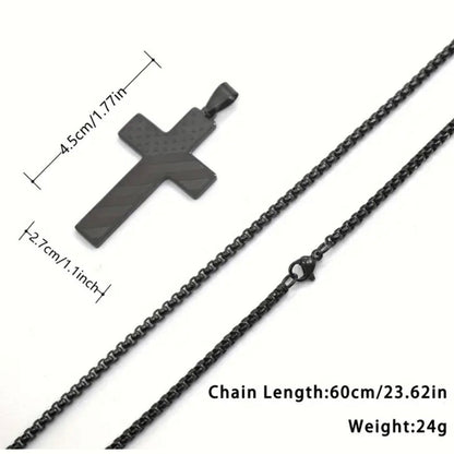 Men’s Phil 4:13 American Flag Stainless Steel Cross Necklace