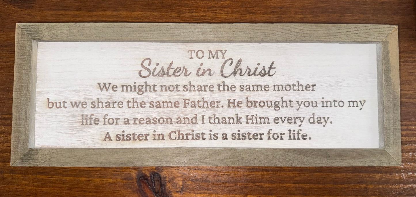 15x6” Sister in Christ Wood Wall Decor
