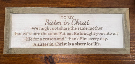 15x6” Sister in Christ Wood Wall Decor