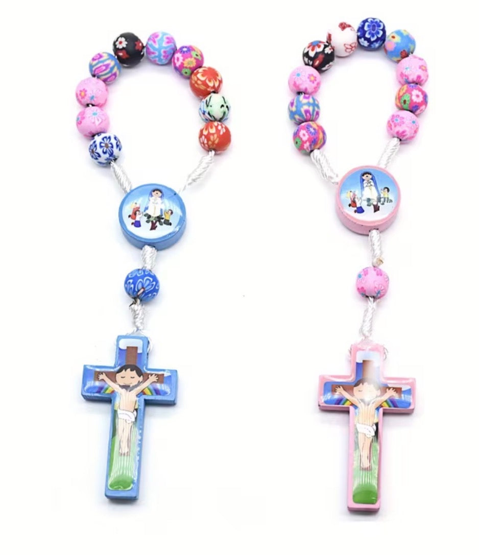 Boys and Girls Colorful Ceramic Bead Rosary Bracelet