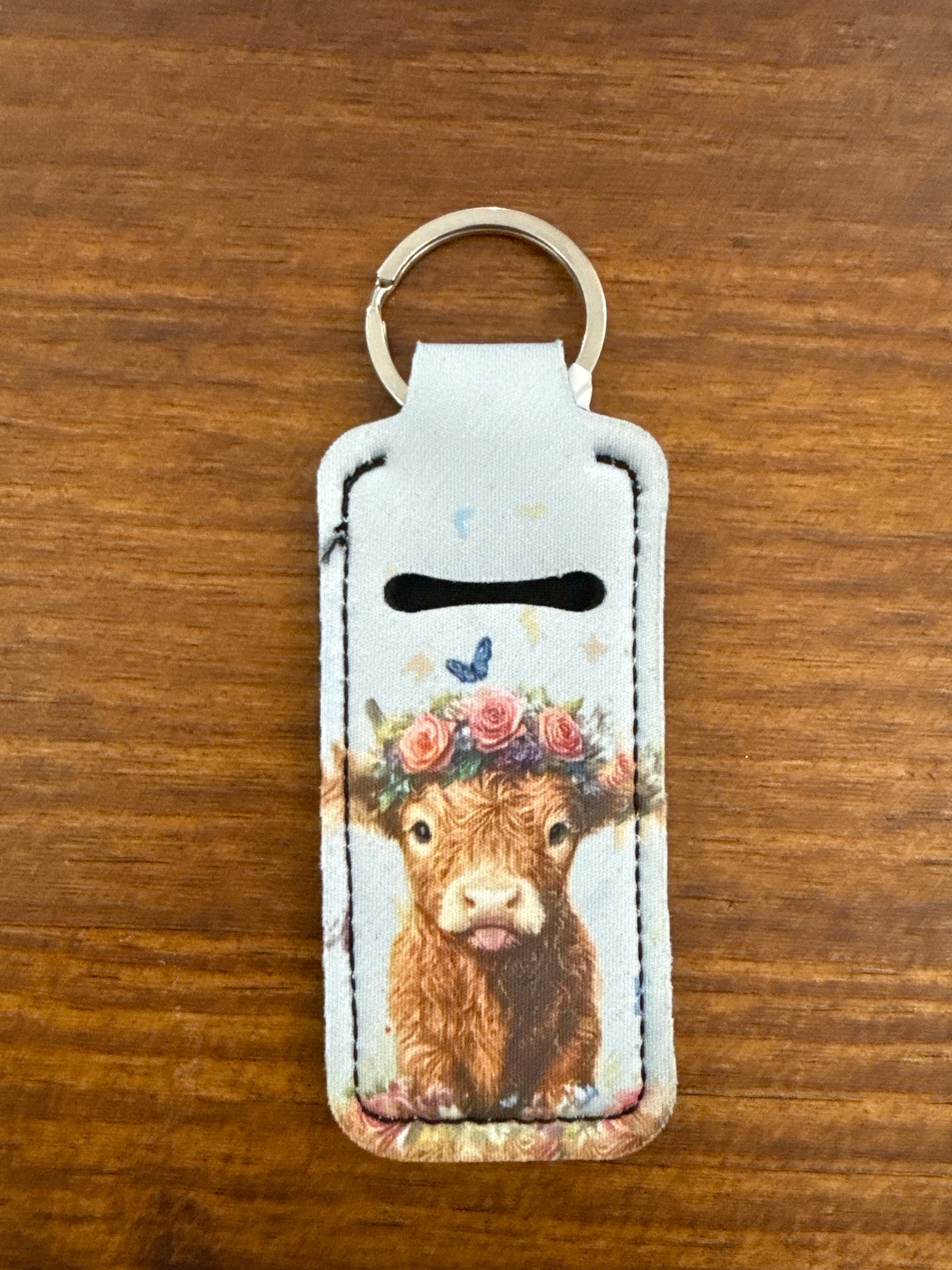 Adorable Highland Cow Chapstick Keychain Holder
