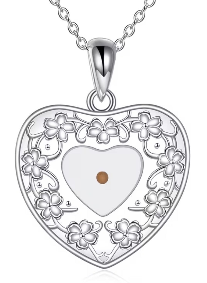 Beautiful Floral Heart Mustard Seed Necklace