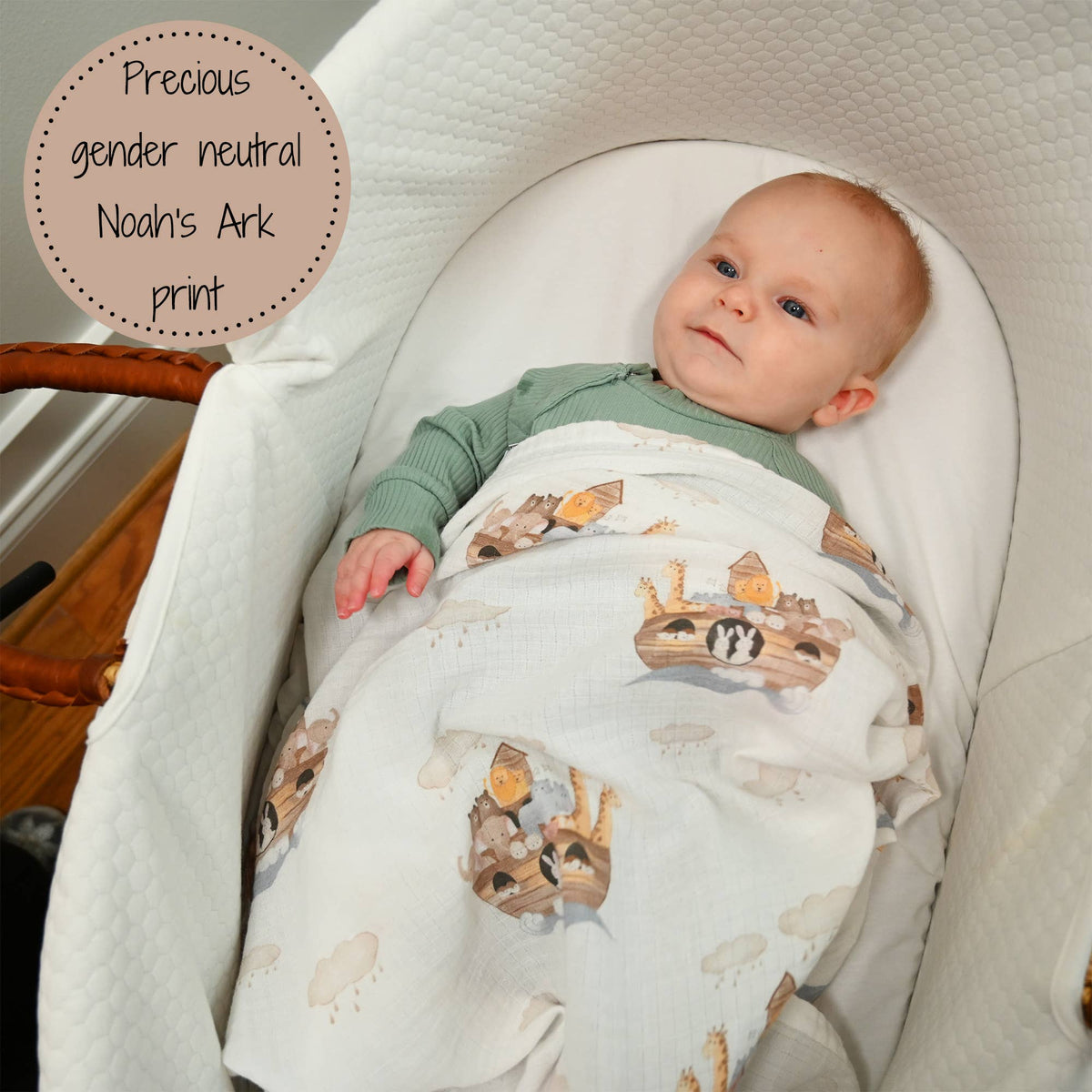 Baby Muslin Noah's Ark Swaddle Blanket 47x47