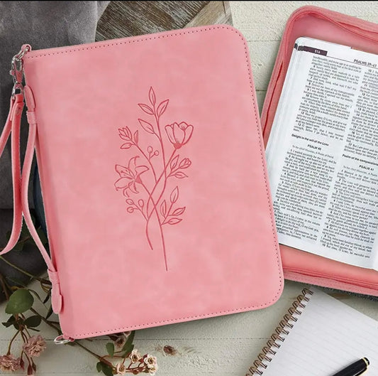 Elegant Vegan Leather Floral Print Bible Case