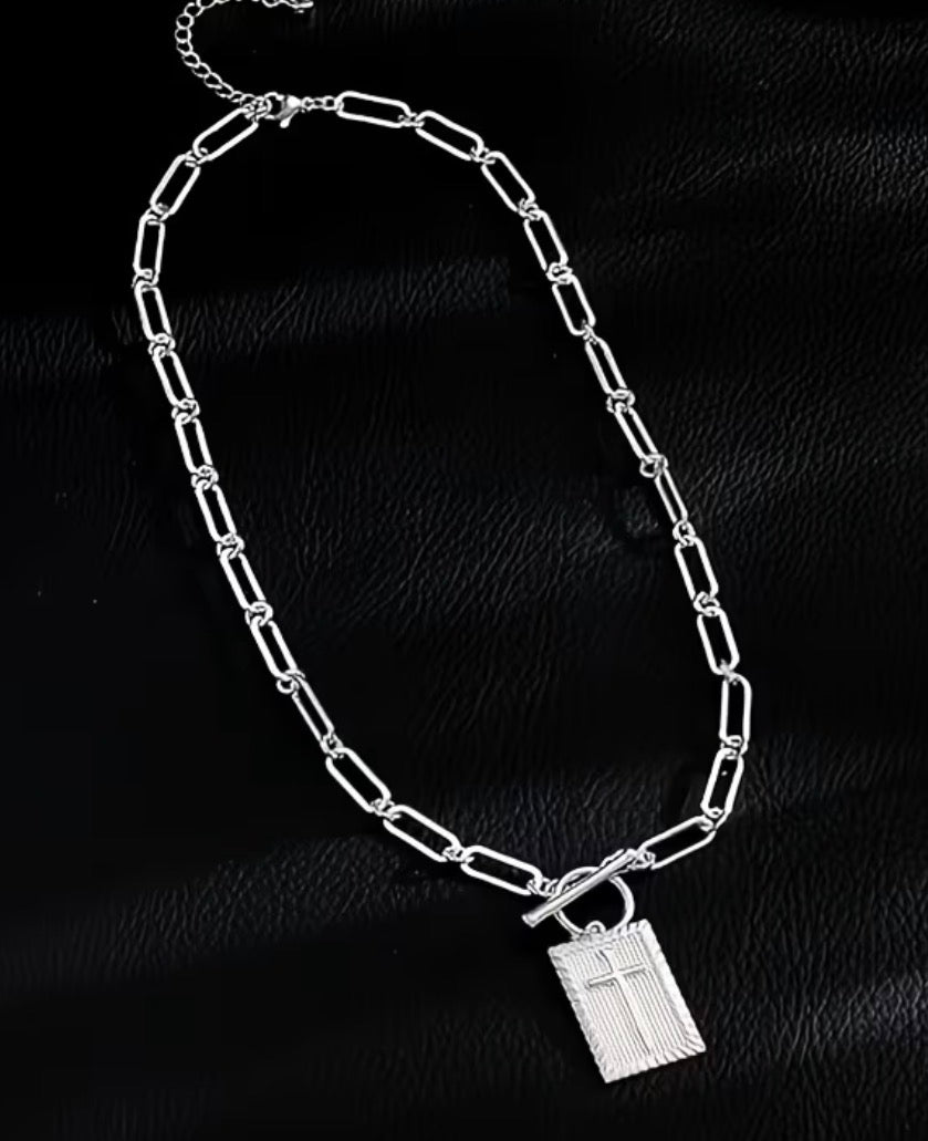Paper Clip Cross Necklace
