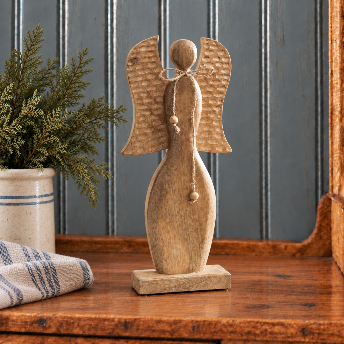 Natural Wooden Angel 15.75x7.5x2