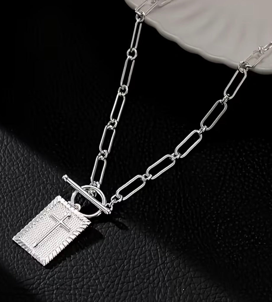 Paper Clip Cross Necklace