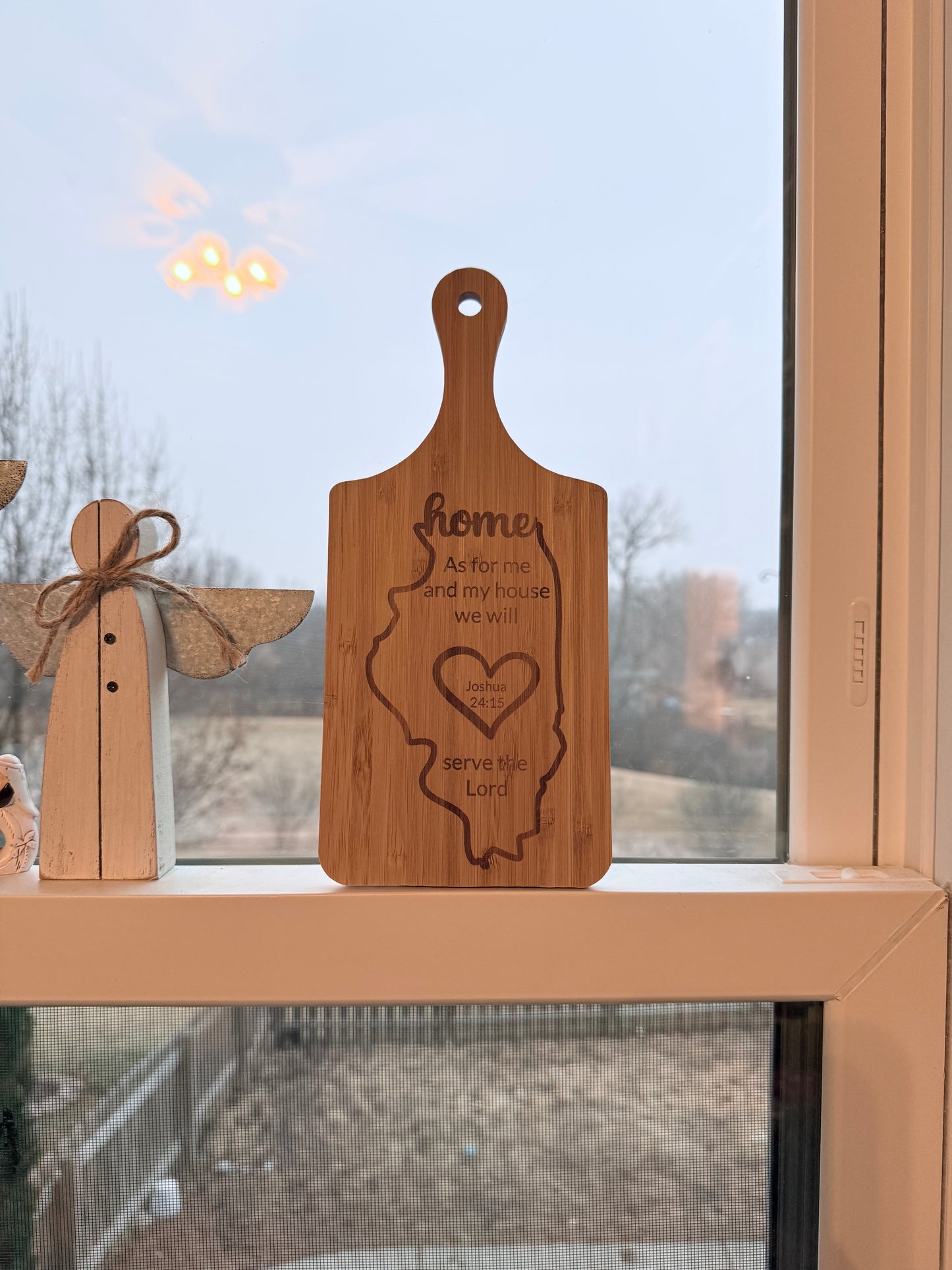 Home. Faith. Illinois. Custom Engraved Cutting Board