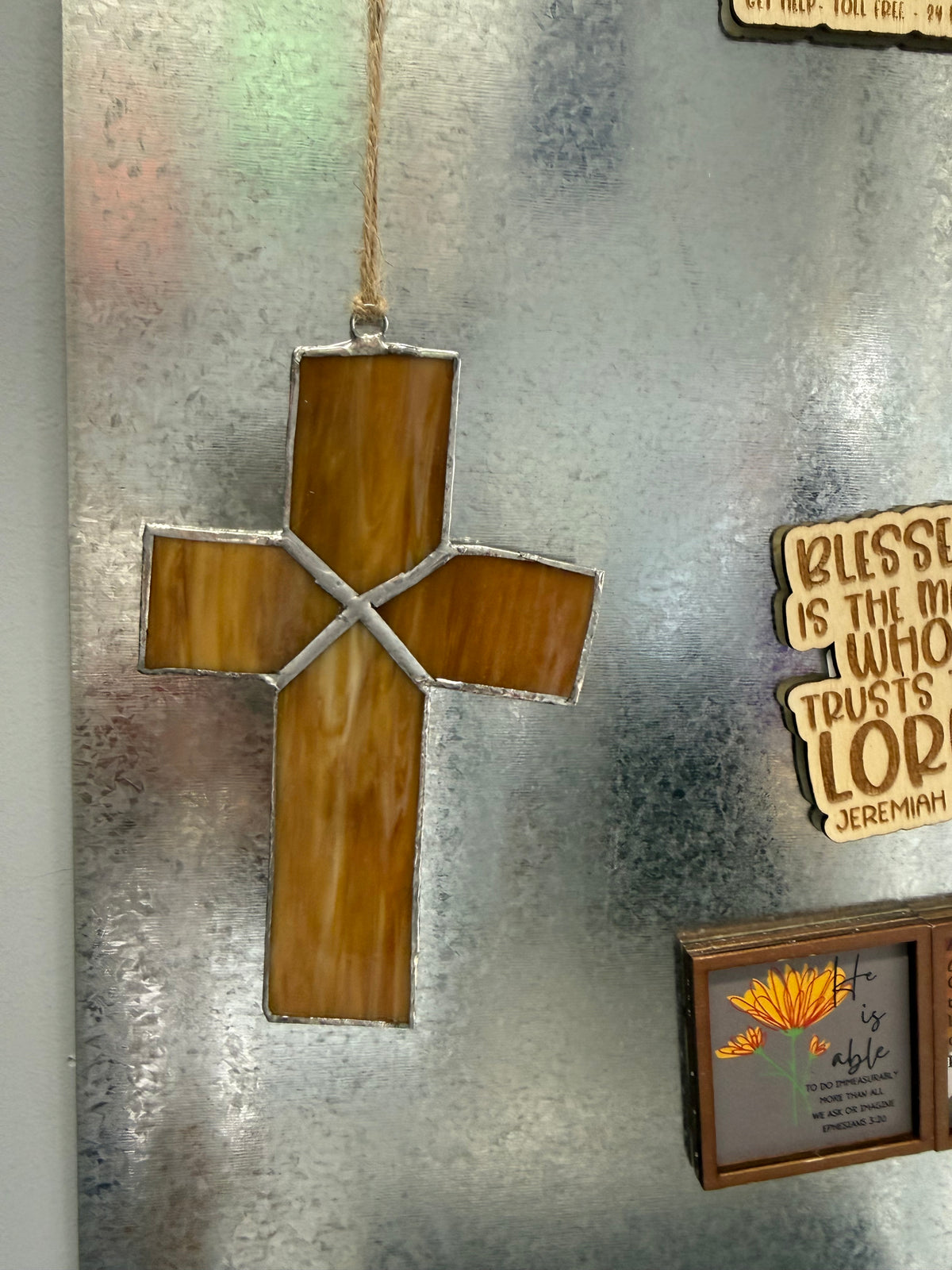 Kimberly Joann Large Custom Made Stain Glass Cross Decor