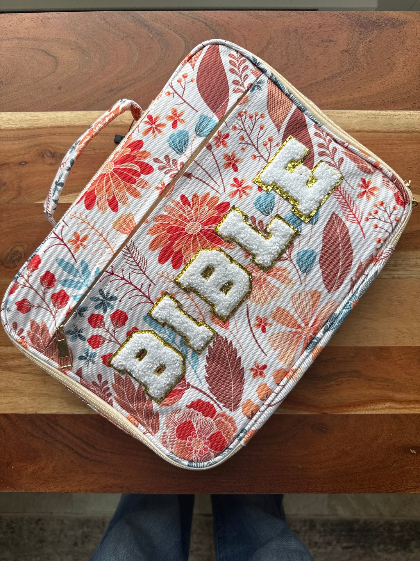 Floral Bible Case with Purse Strap-XL
