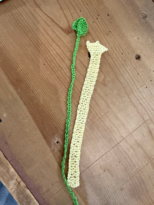 Crown and Sprout Crocheted Bookmarks