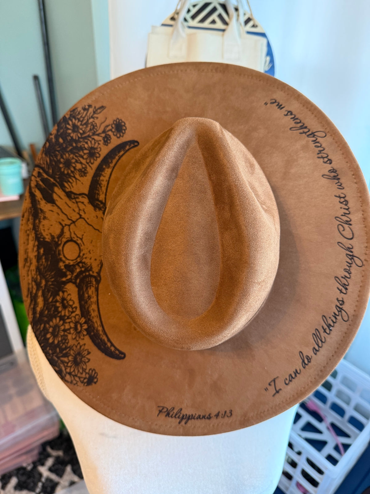 Women’s Custom Engraved Phil 4:13 Western Hat