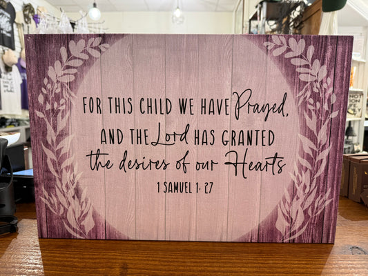 1 Samuel 1:27 18x12” Canvas Print