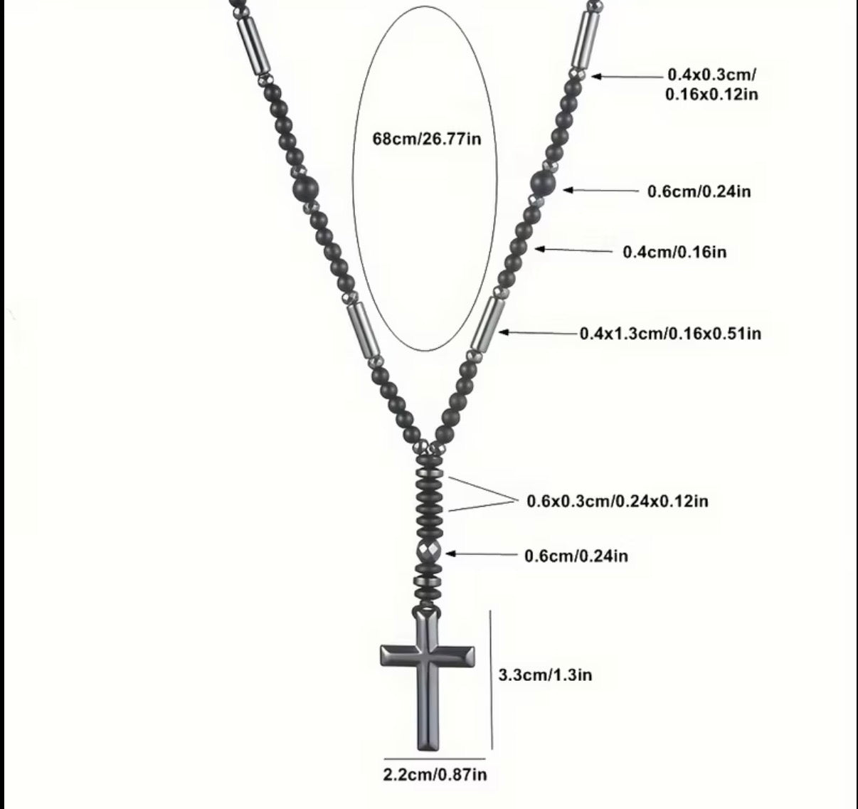 Refined Men’s Beaded Cross Necklace