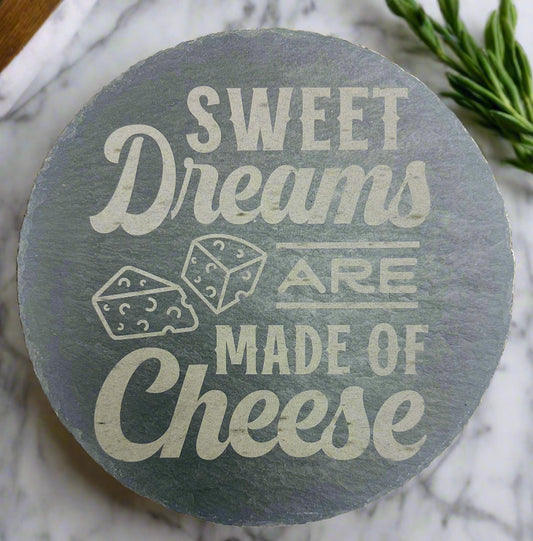 “Sweet Dreams” Slate Cheese Plate with 4 Slate Markers