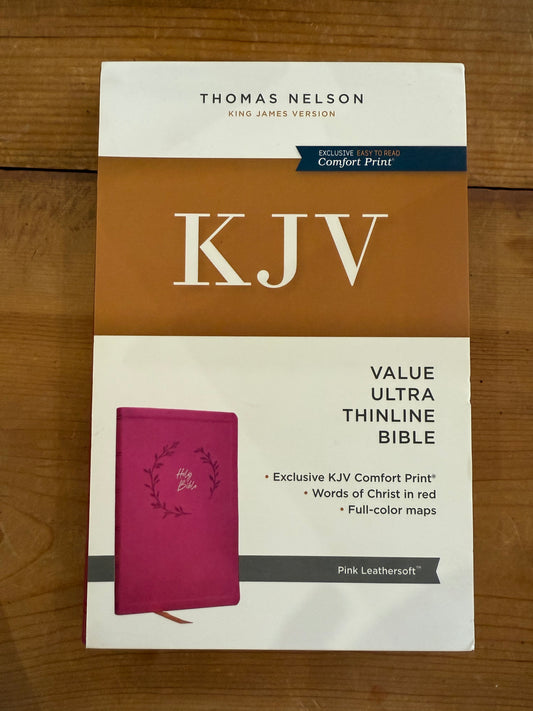 KJV Ultra Thinline Bible-Pink Leathersoft