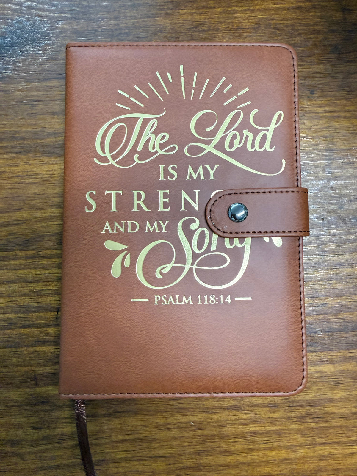 Brown PU Leather Psalm 118:14 Journal