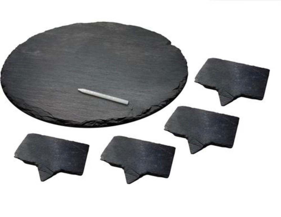 “Sweet Dreams” Slate Cheese Plate with 4 Slate Markers