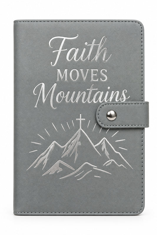 Gray “Faith Can Move Mountains” Snap Close Journal