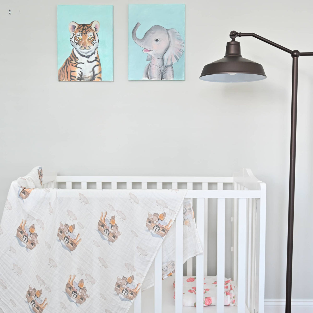 Baby Muslin Noah's Ark Swaddle Blanket 47x47