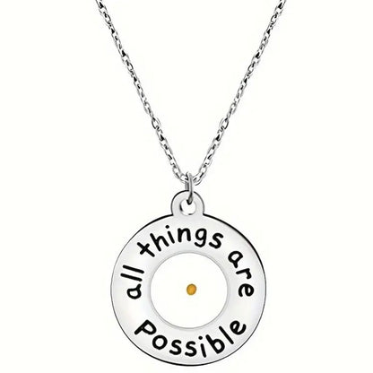 Cute Stainless Steel “All Things Are Possible” Necklace