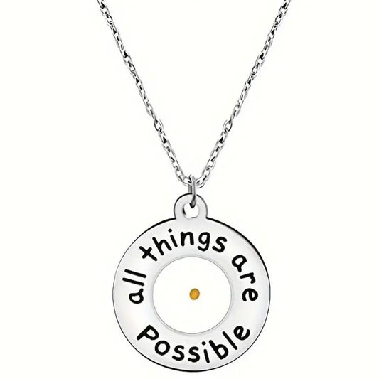 Cute Stainless Steel “All Things Are Possible” Necklace