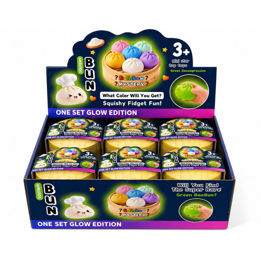 Glow-in-the-Dark Dumpling Squishy Mystery Box Display