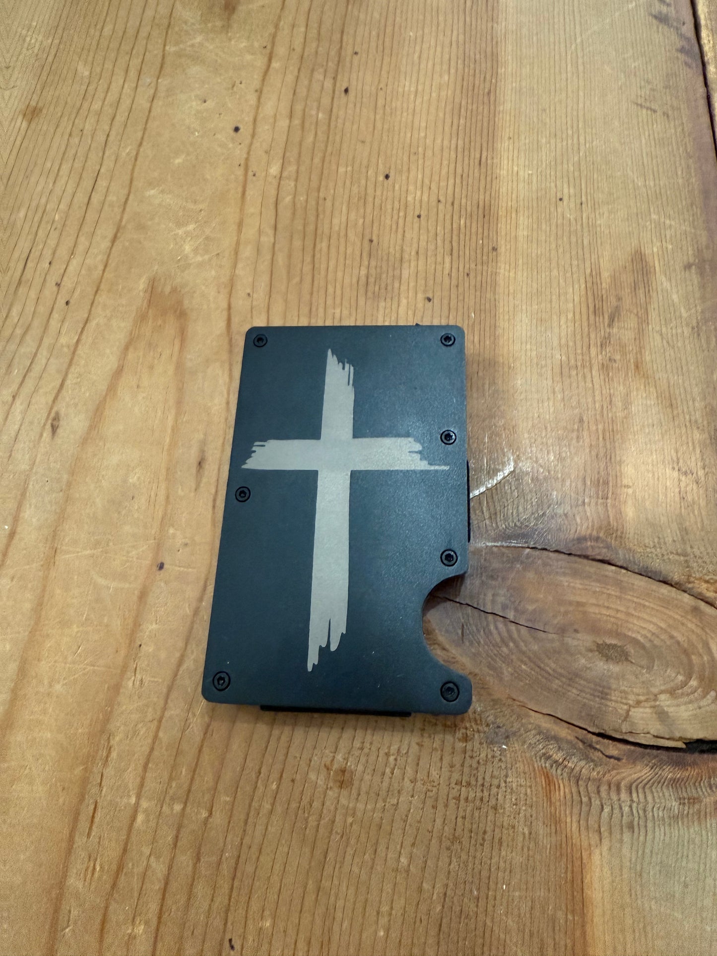 Custom Engraved Matthew 5:9 Aluminum Card Wallet