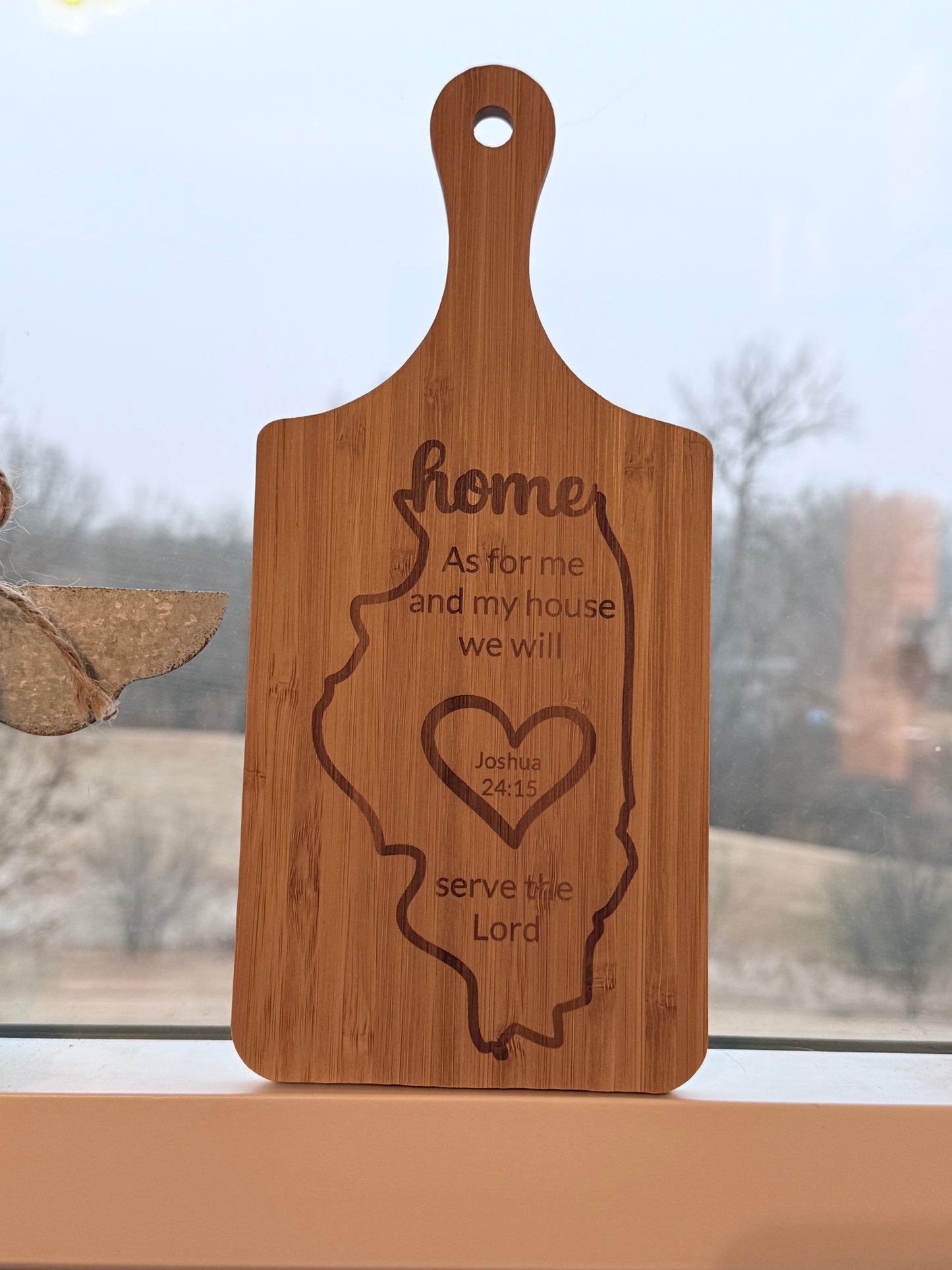 Home. Faith. Illinois. Custom Engraved Cutting Board