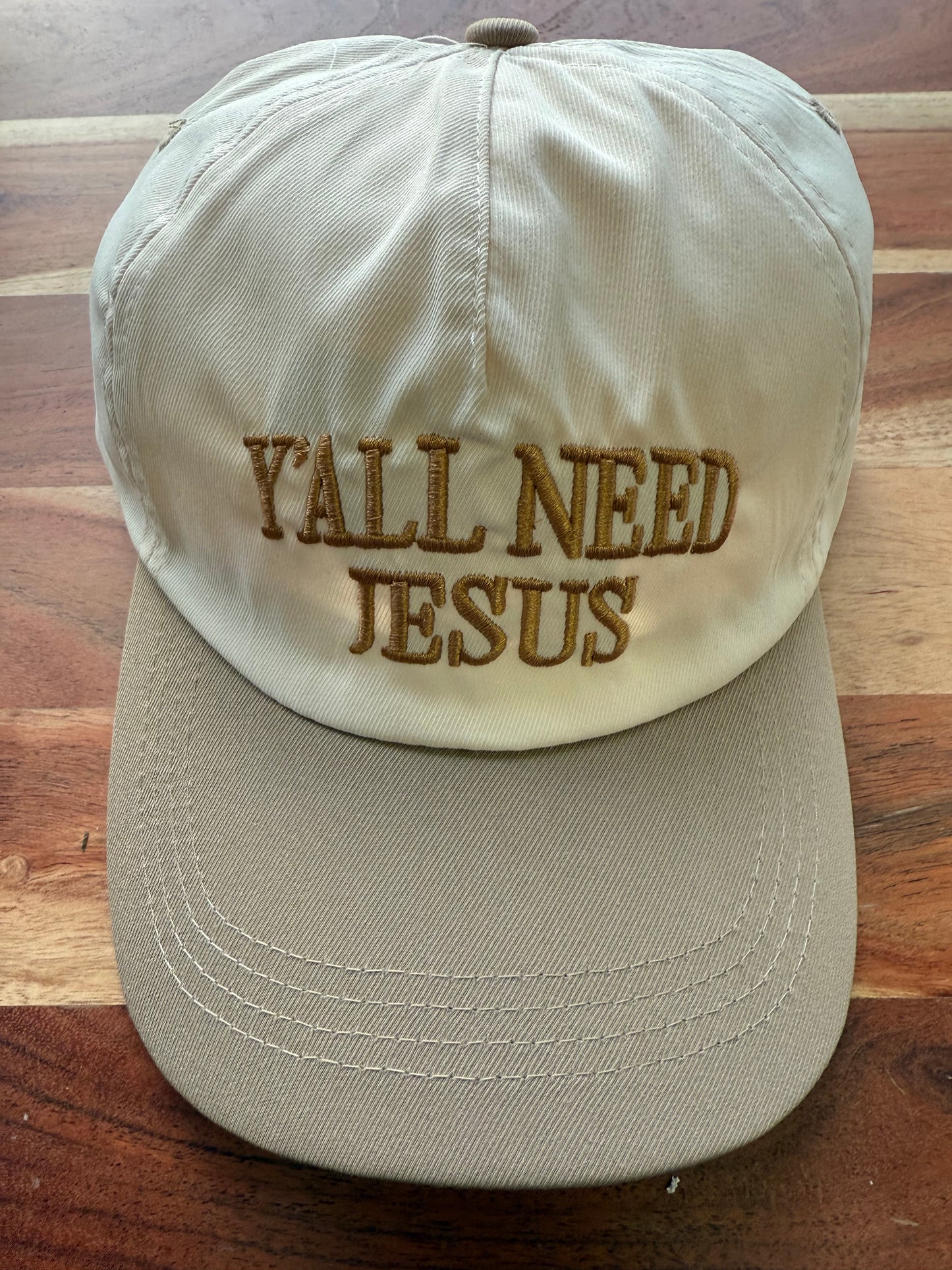 Y’all Need Jesus Ebroidered Cream Hat
