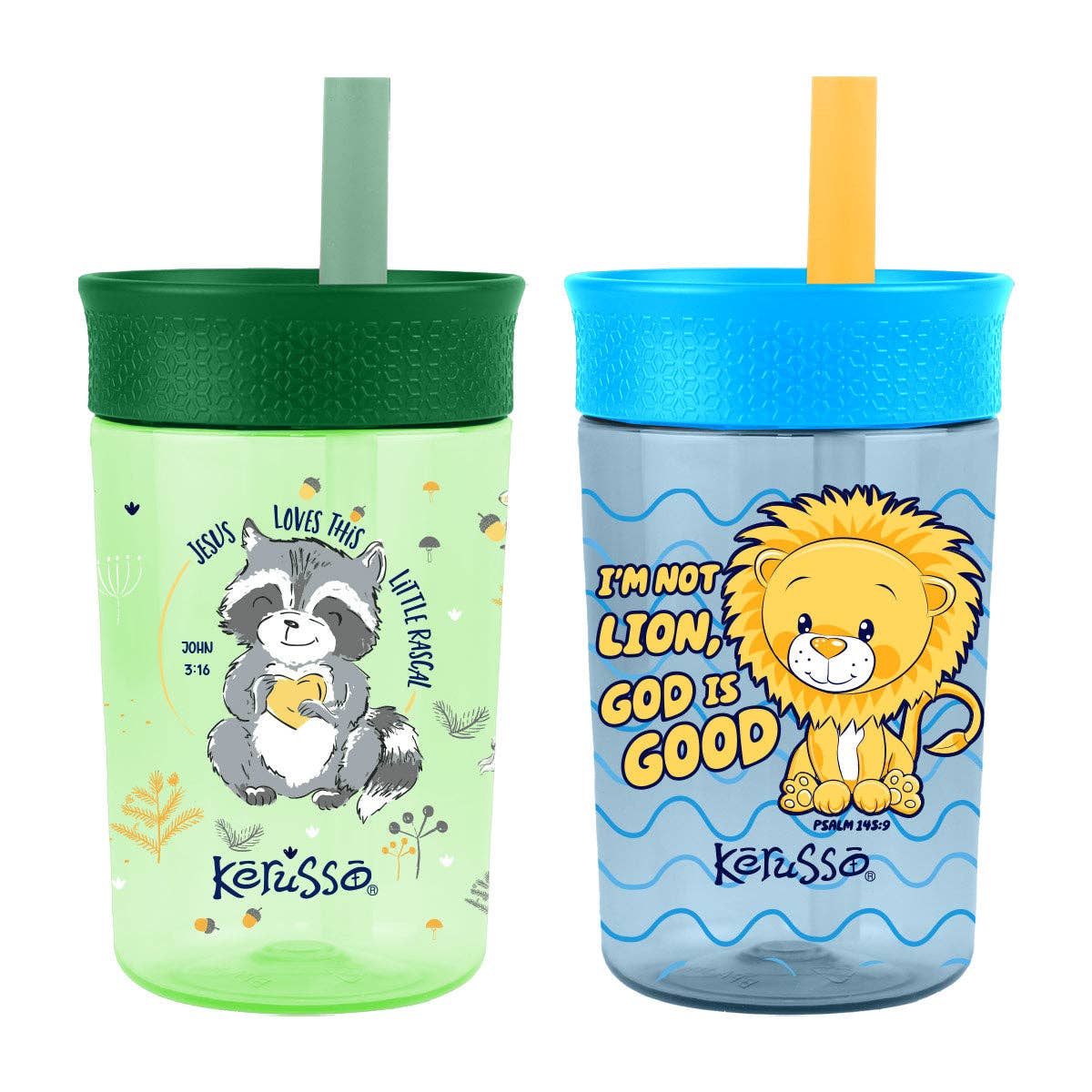 Raccoon & Lion 15 oz Silicone Straw Cup (2 Pack)