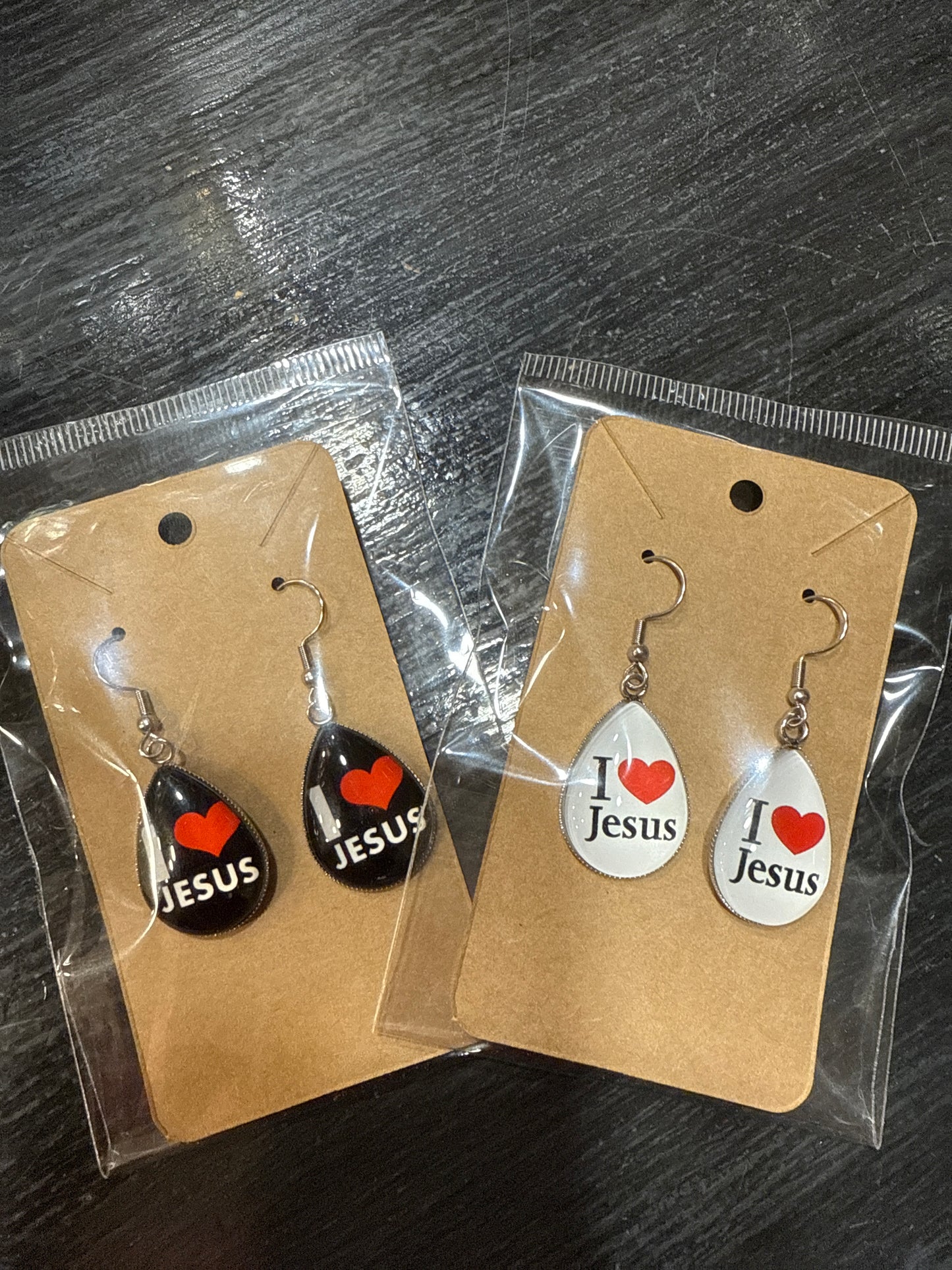 I Love Jesus Teardrop Earrings