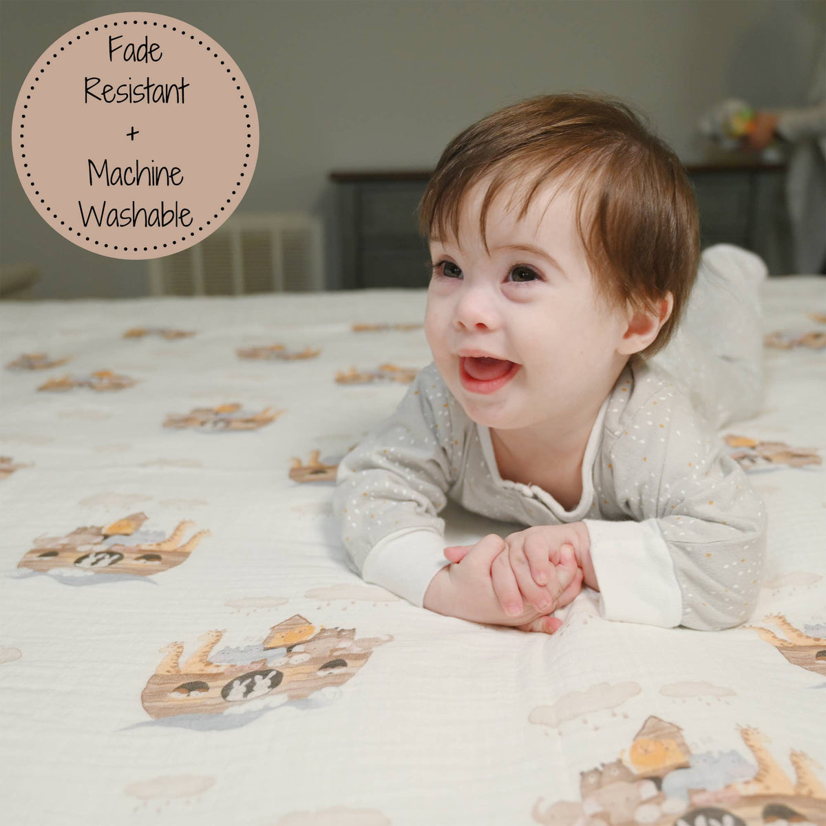 Baby Muslin Noah's Ark Swaddle Blanket 47x47