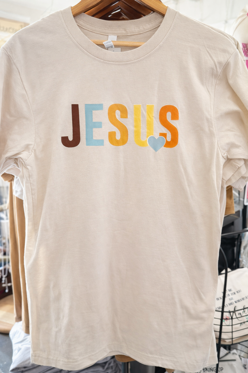 Multicolor “Jesus” Sand Color T-Shirt