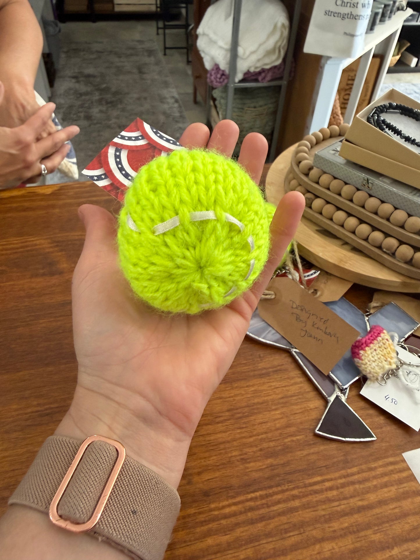 Three Sisters Shenanigans Hand Crotched Tennis Ball Keychain