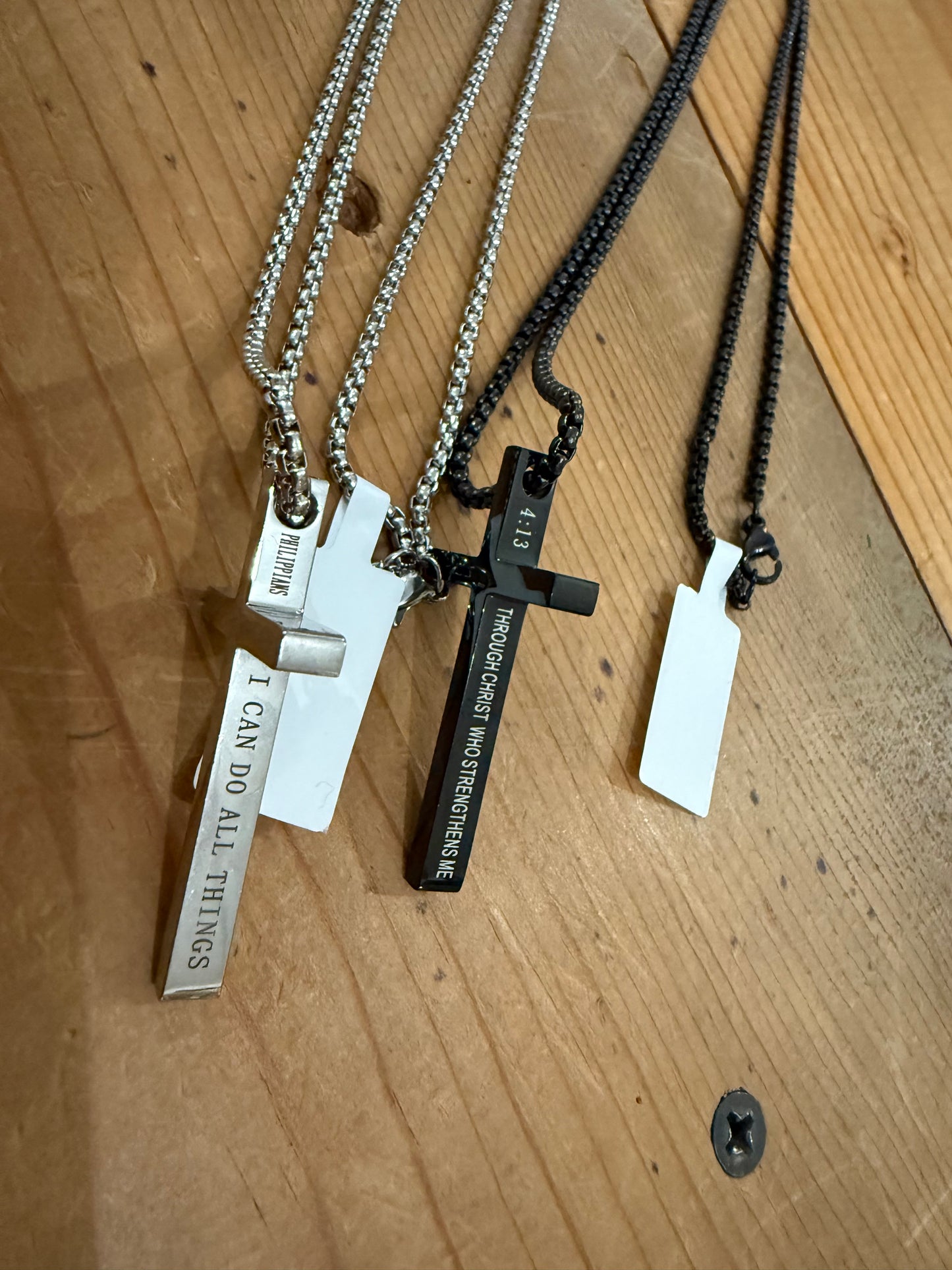 Philippians 4:13 Stainless Steel Cross Necklace