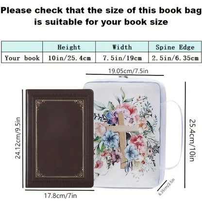 White Floral Cross Print Bible Case