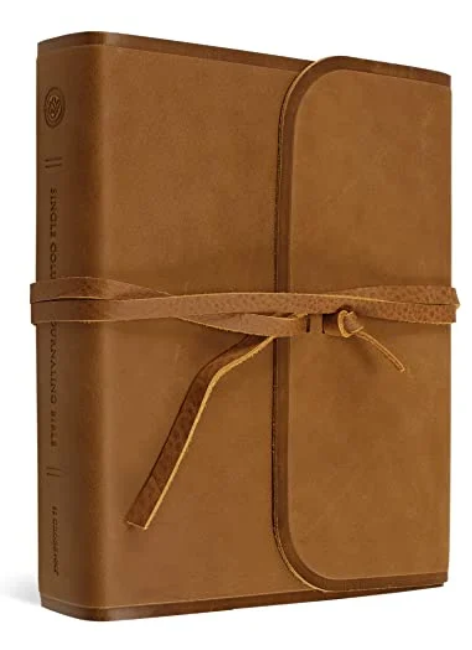 ESV, SINGLE COLUMN JOURNALING BIBLE (BROWN, NATURAL LEATHER, FLAP WITH STRAP)