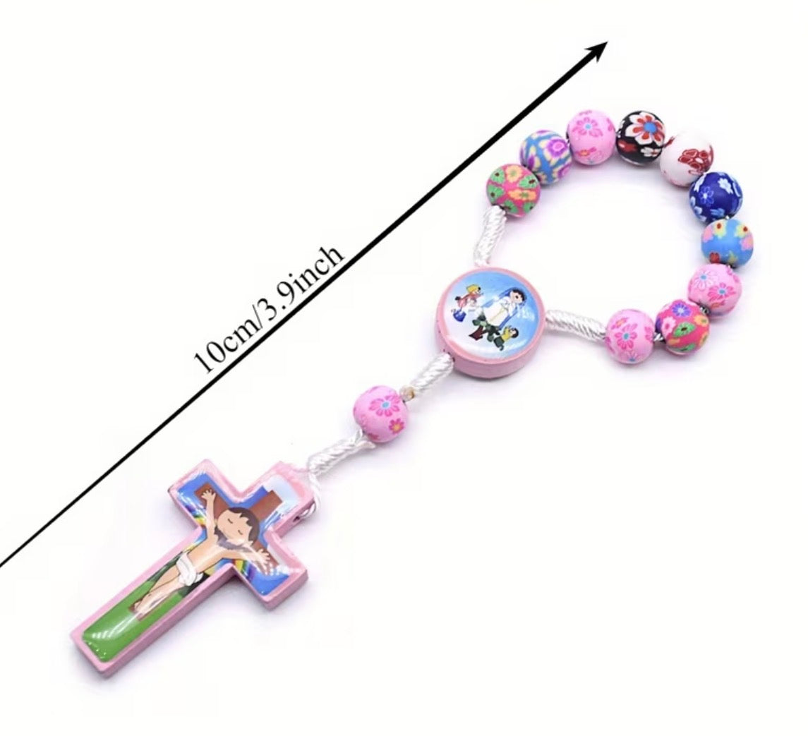 Boys and Girls Colorful Ceramic Bead Rosary Bracelet